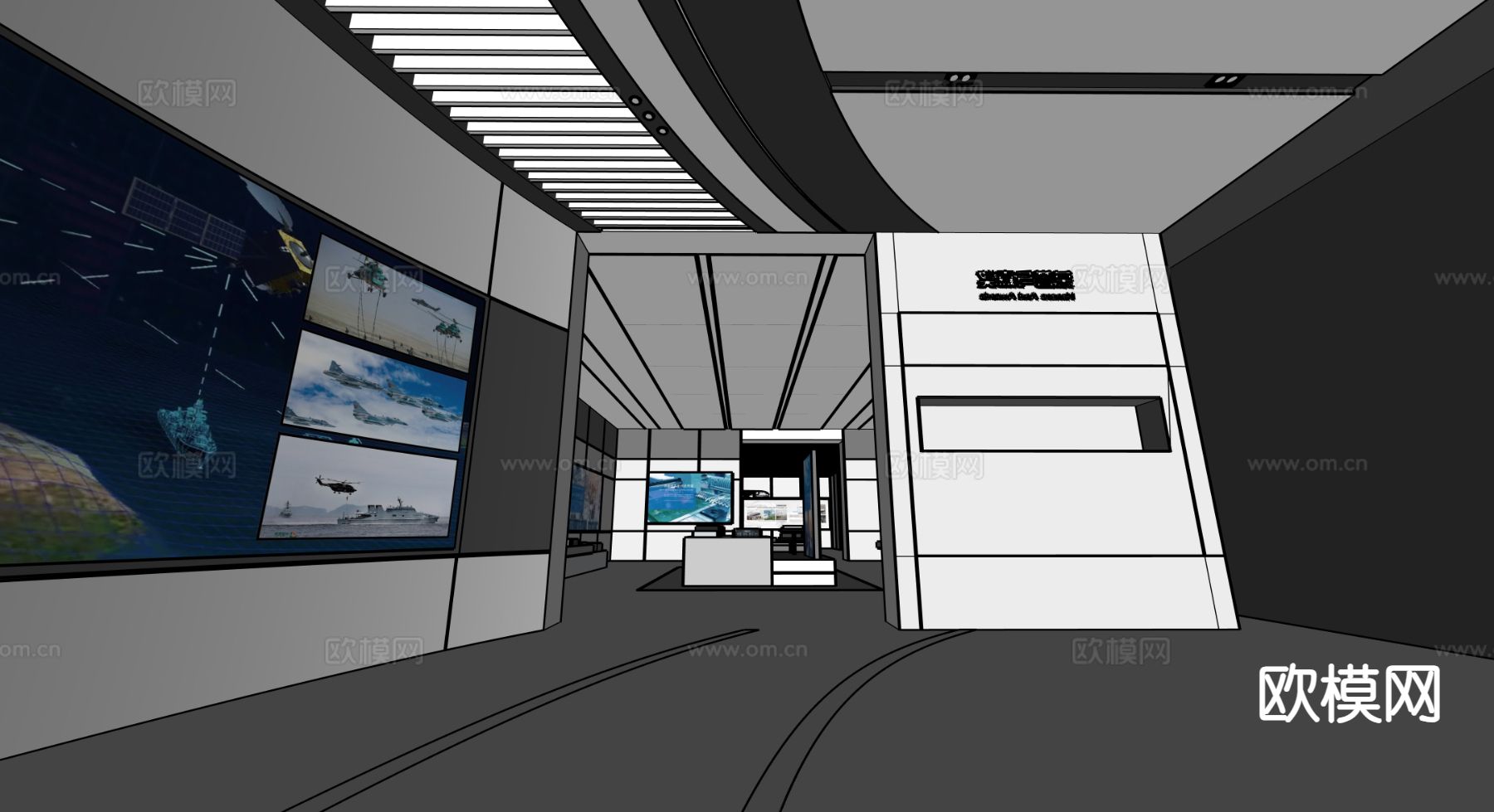 科技展厅su模型下载（渲染图1）