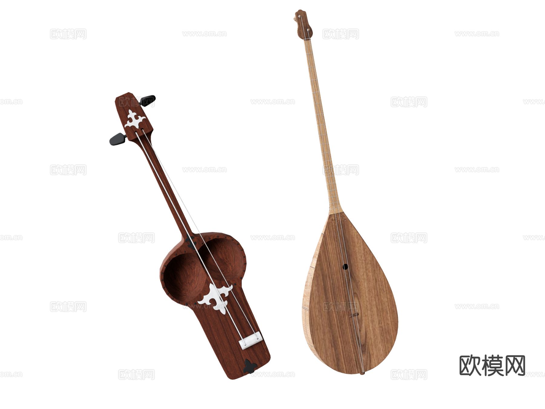 二胡琵琶su模型下载（渲染图2）