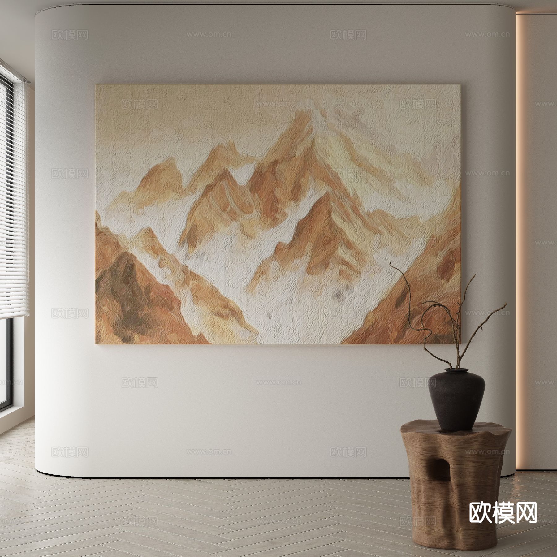 现代装饰画 油画 肌理画3d模型