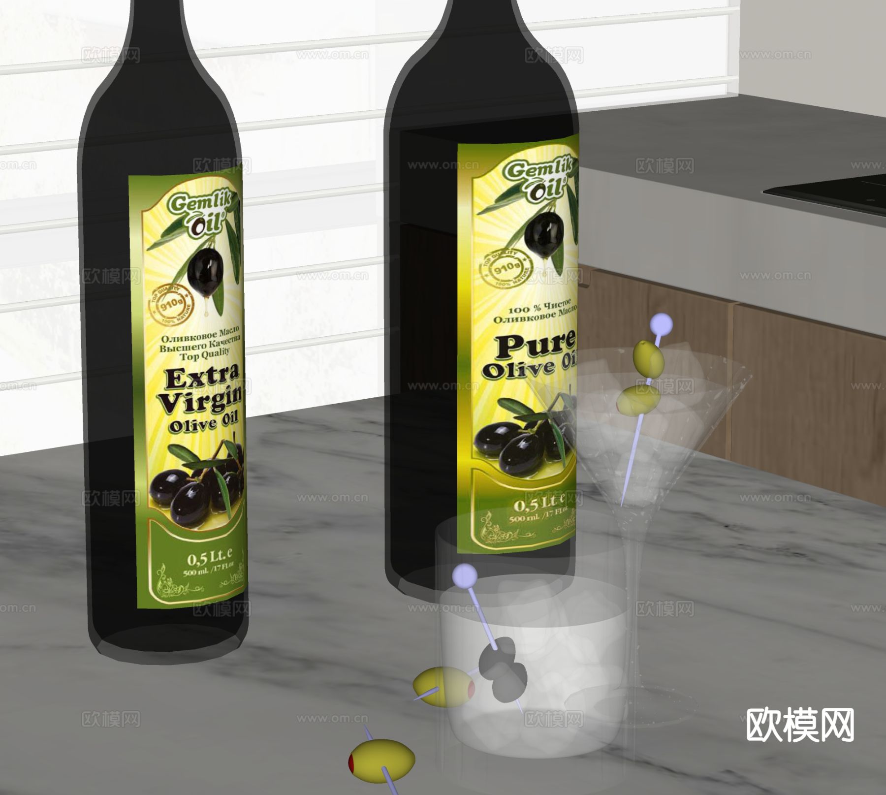 酒水 酒杯 酒瓶 冰块su模型下载（渲染图1）