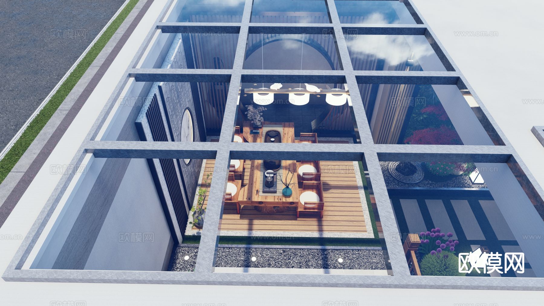 别墅庭院 花园su模型下载（渲染图5）