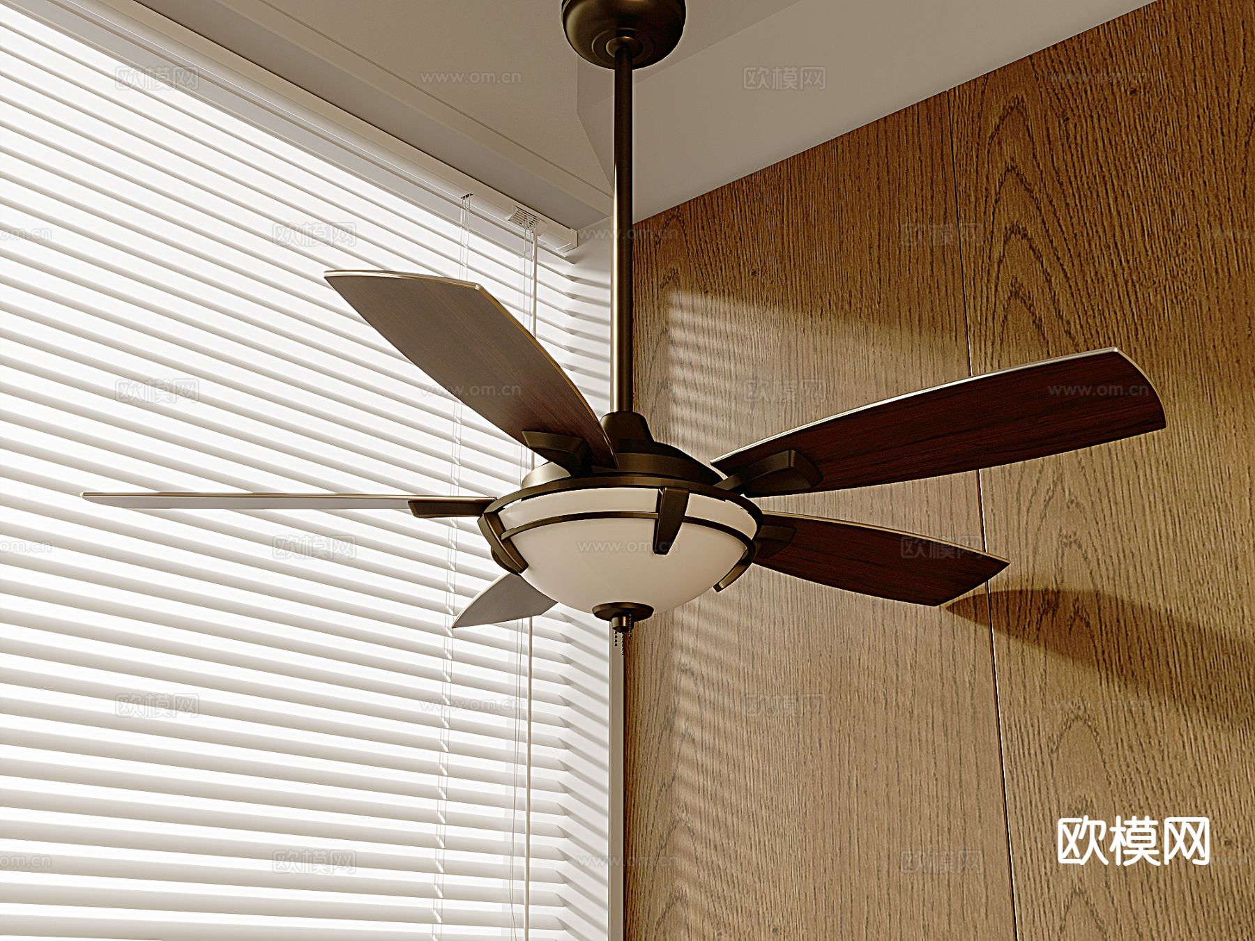 美式风扇灯su模型下载（渲染图2）