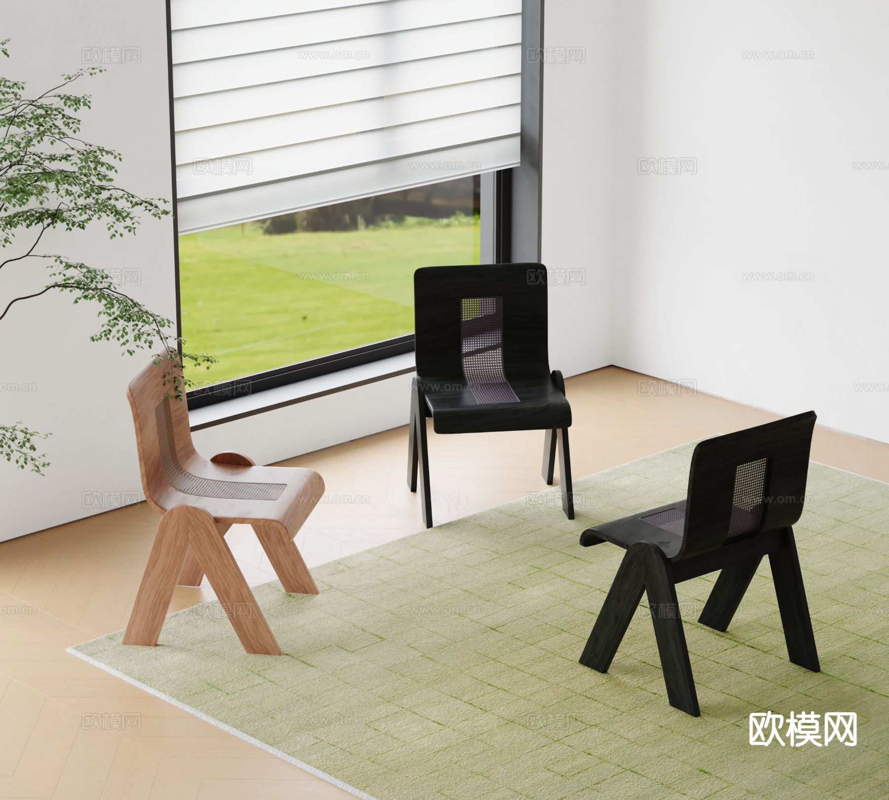 北欧单椅 餐椅3d模型下载