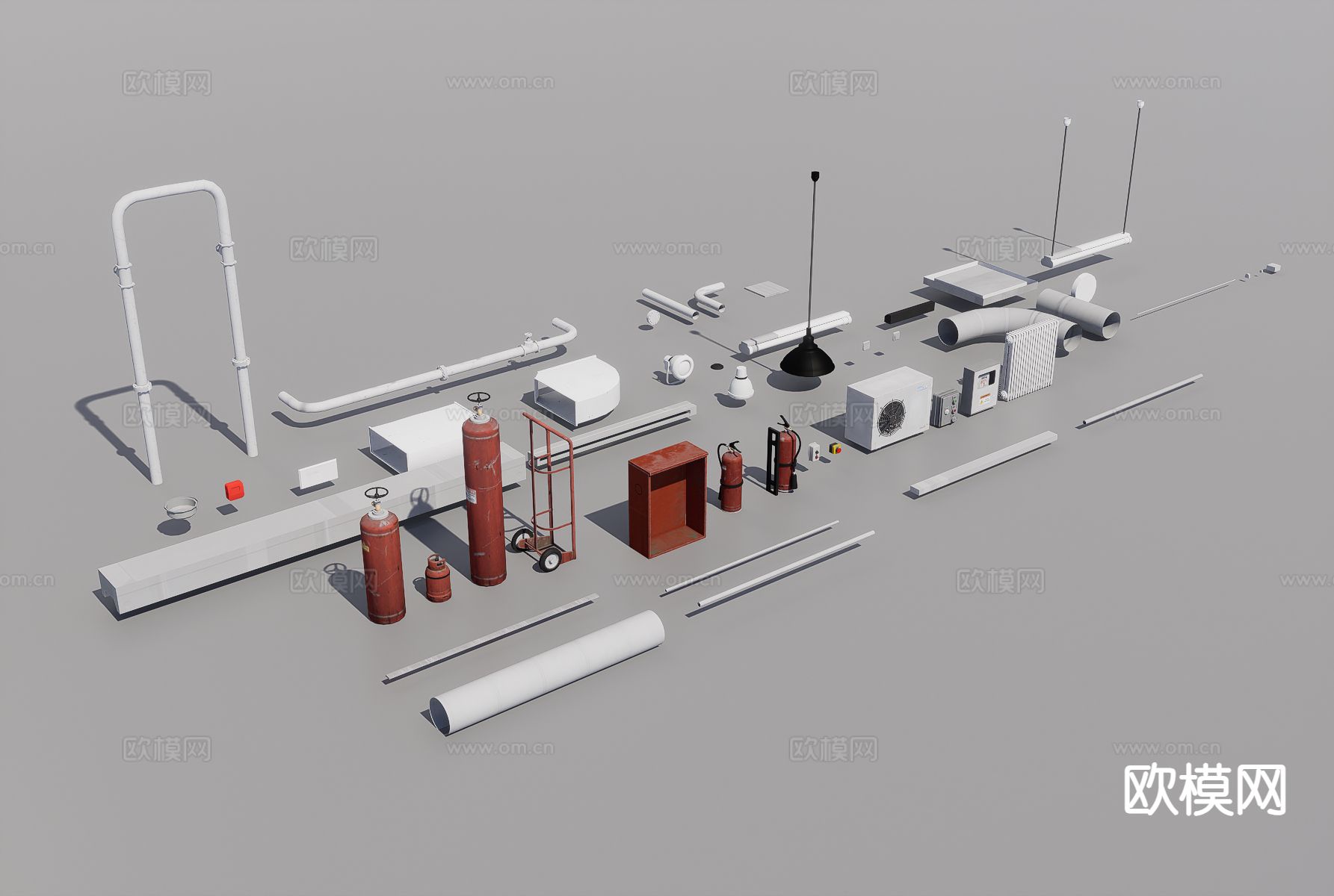 管道组件 工业设备3d模型