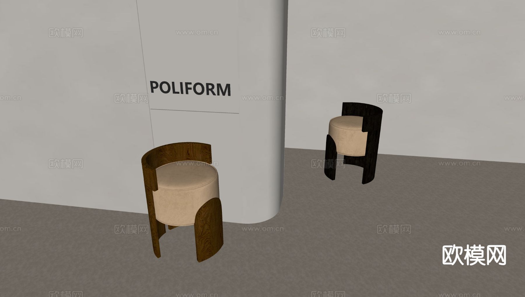 法式换鞋凳su模型下载（渲染图1）