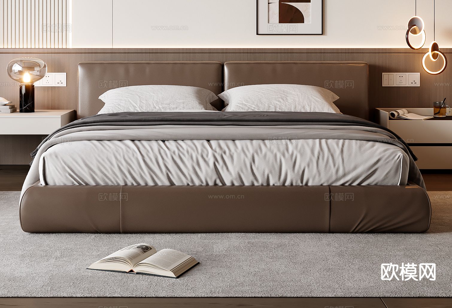 意式双人床3d模型下载