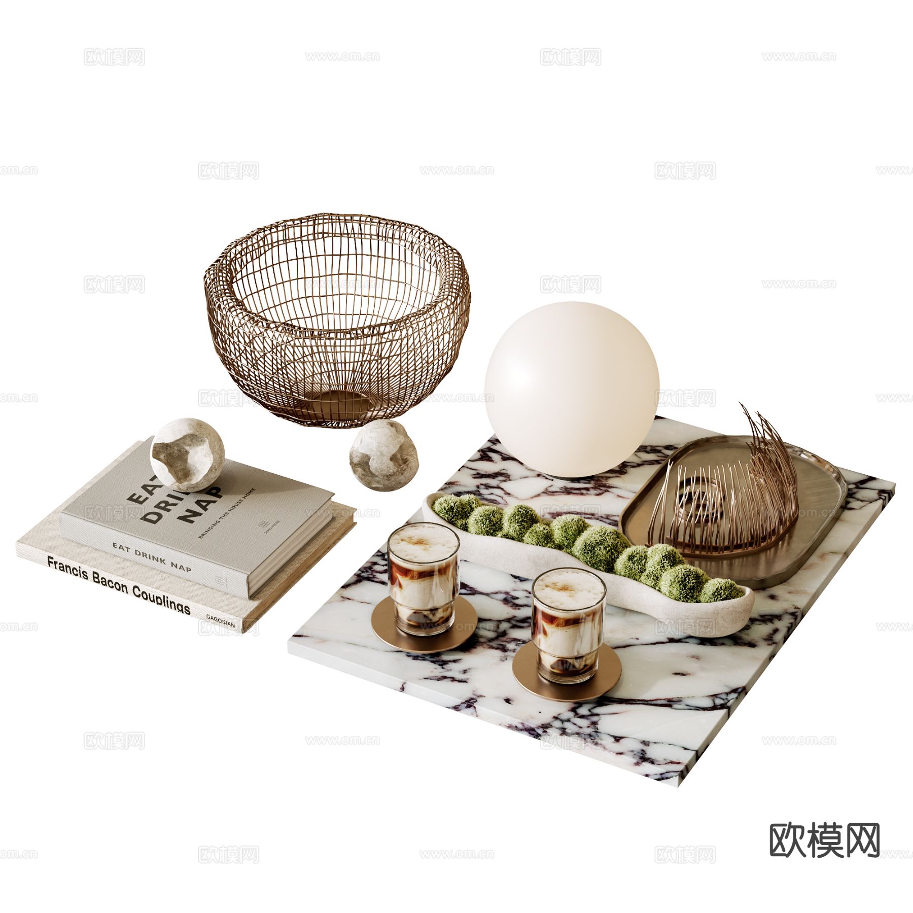 现代装饰品 摆件 书籍 苔藓3d模型