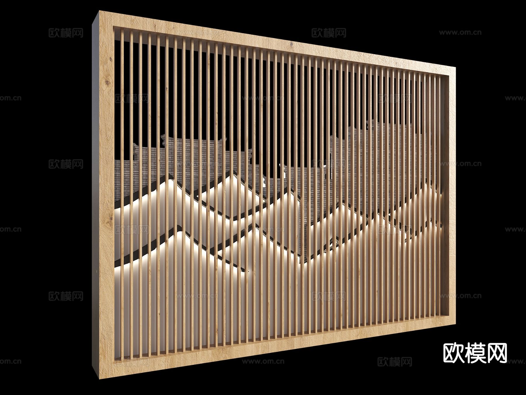 中式瓦片背景墙 马头墙背景墙 徽派背景墙3d模型