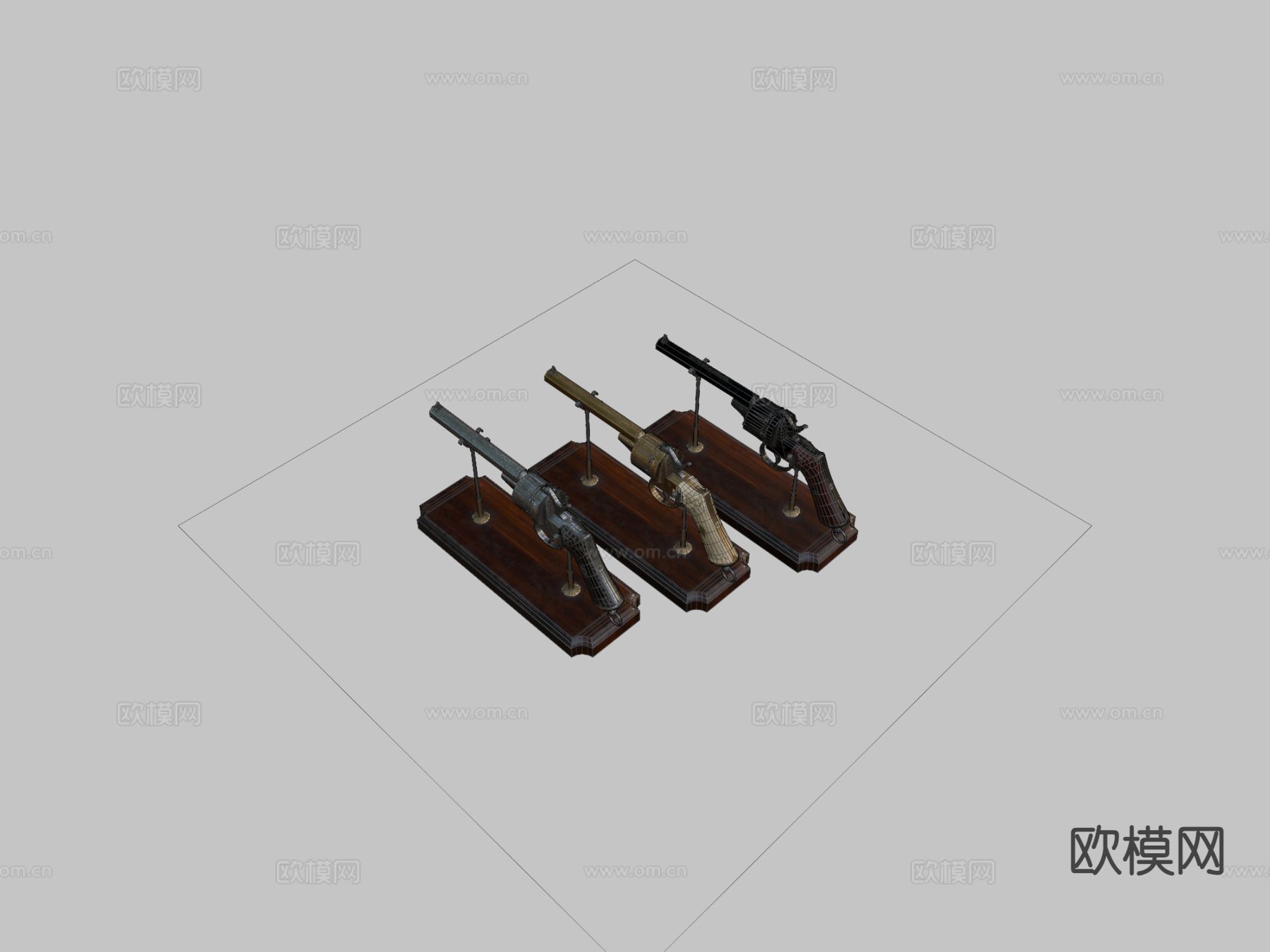 左轮手枪 枪支 枪械su模型下载（渲染图2）