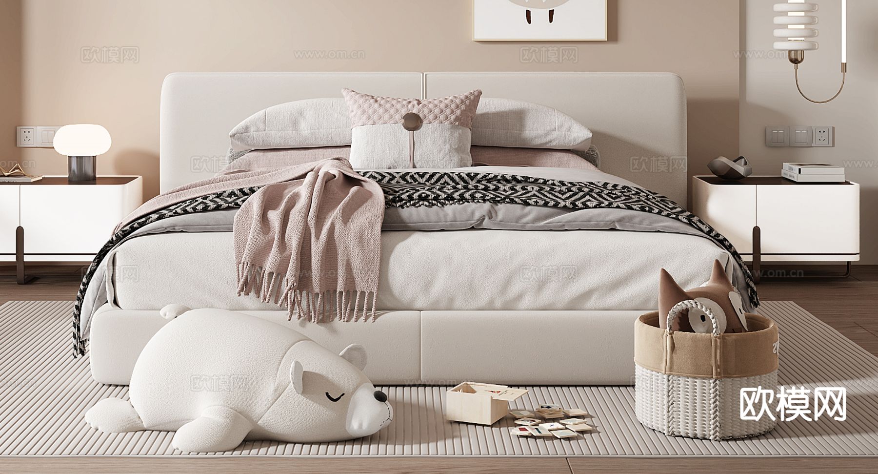 现代儿童床 女儿床 小孩床3d模型下载