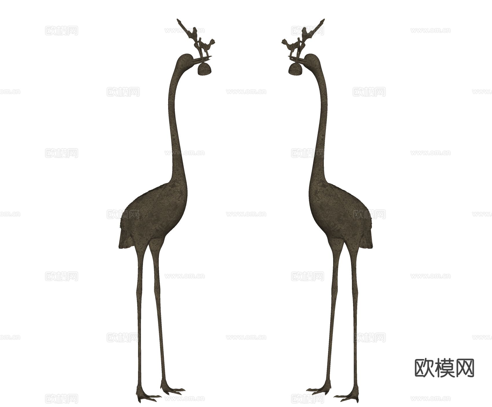 中古风雕塑摆件su模型下载（渲染图1）