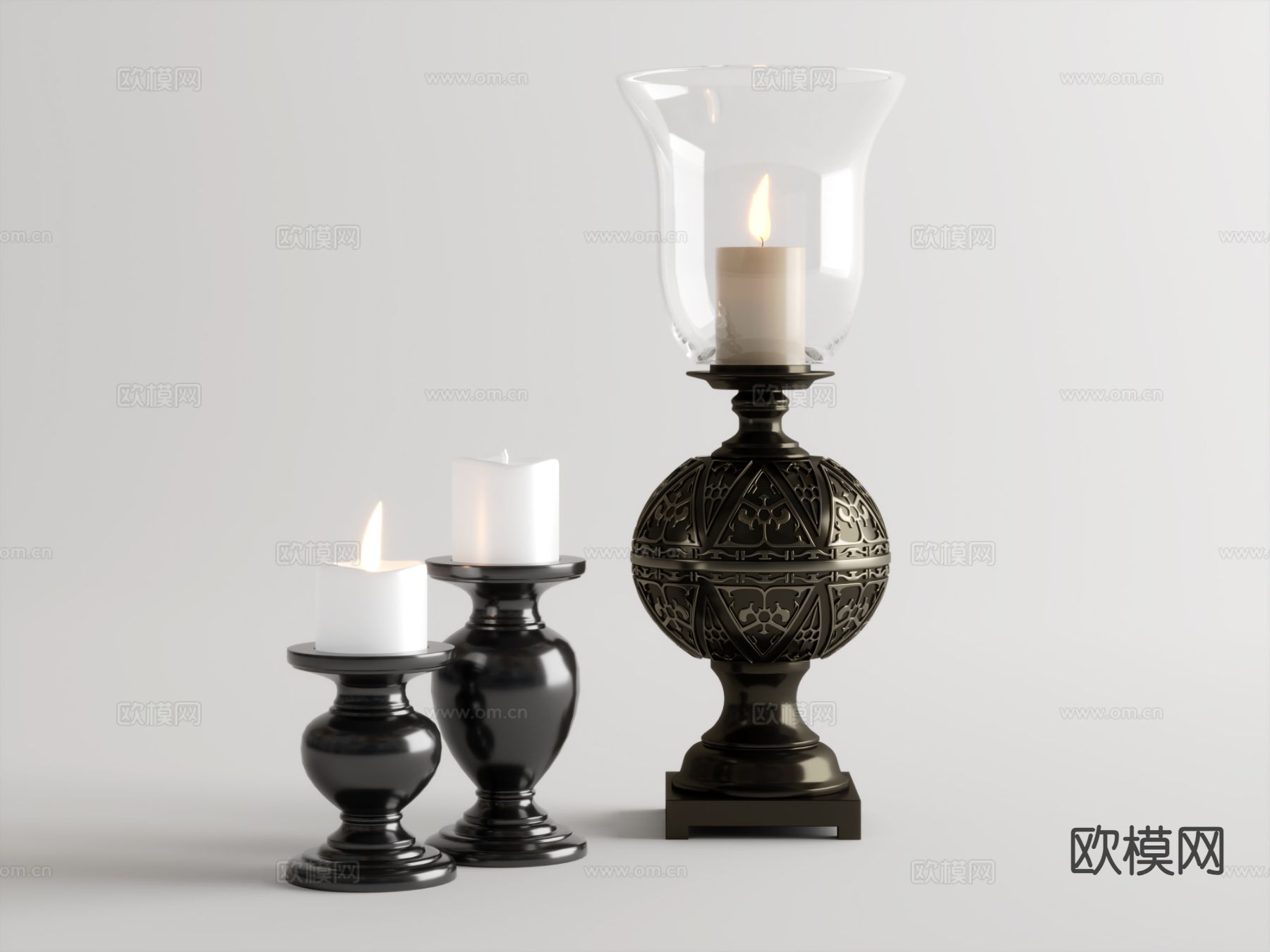 欧式烛台灯 蜡烛su模型下载（渲染图2）