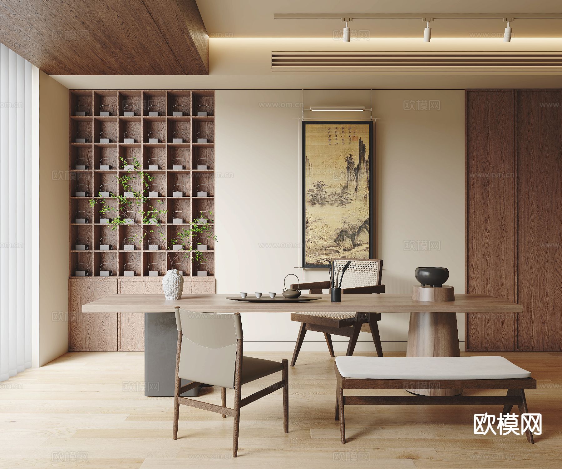 新中式茶室3d模型下载