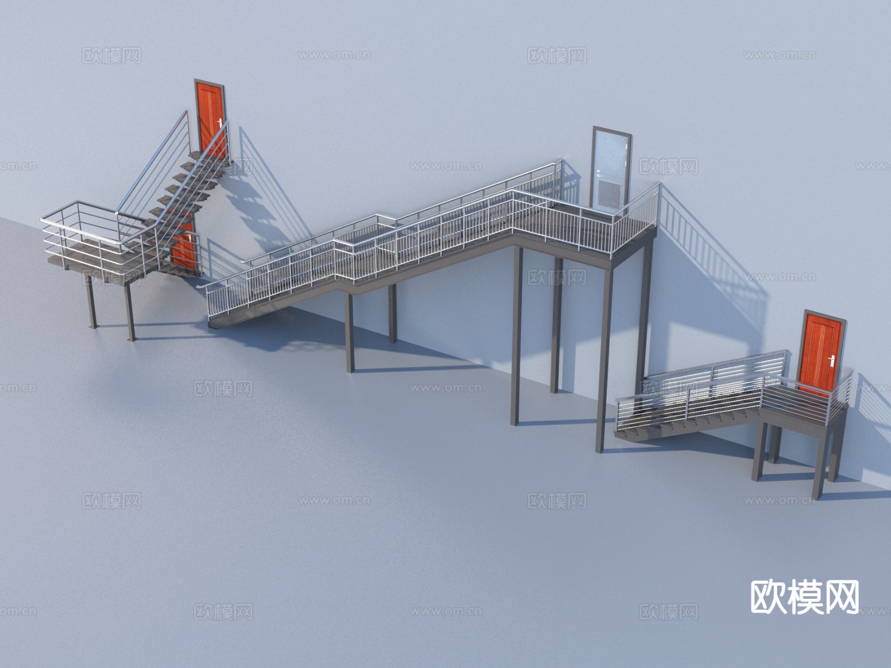 户外钢架楼梯 防火楼梯3d模型