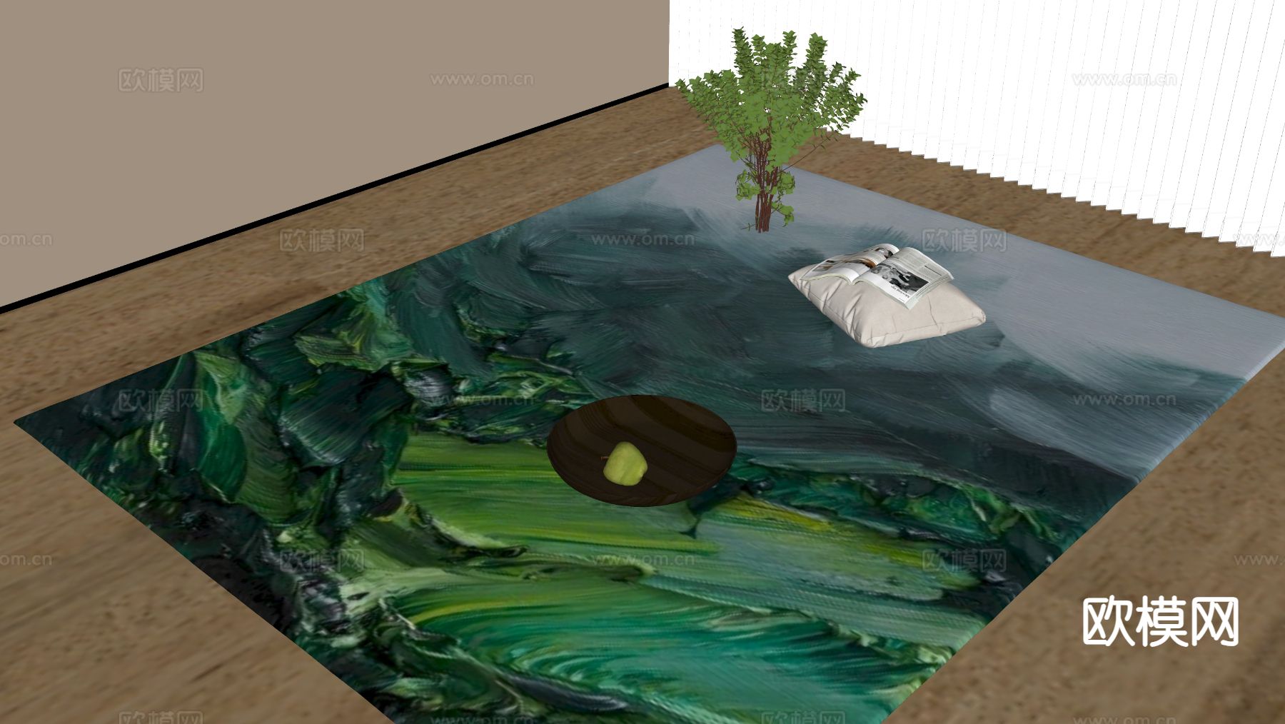 现代地毯 方毯su模型下载