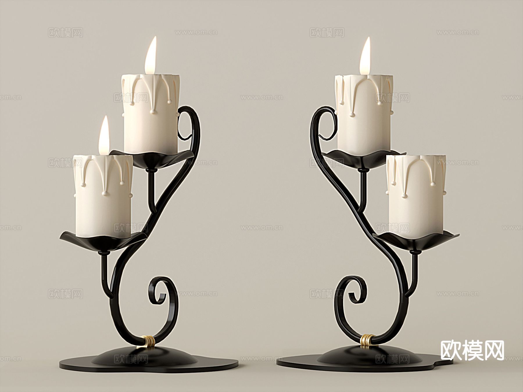 欧式烛台蜡烛su模型下载（渲染图2）