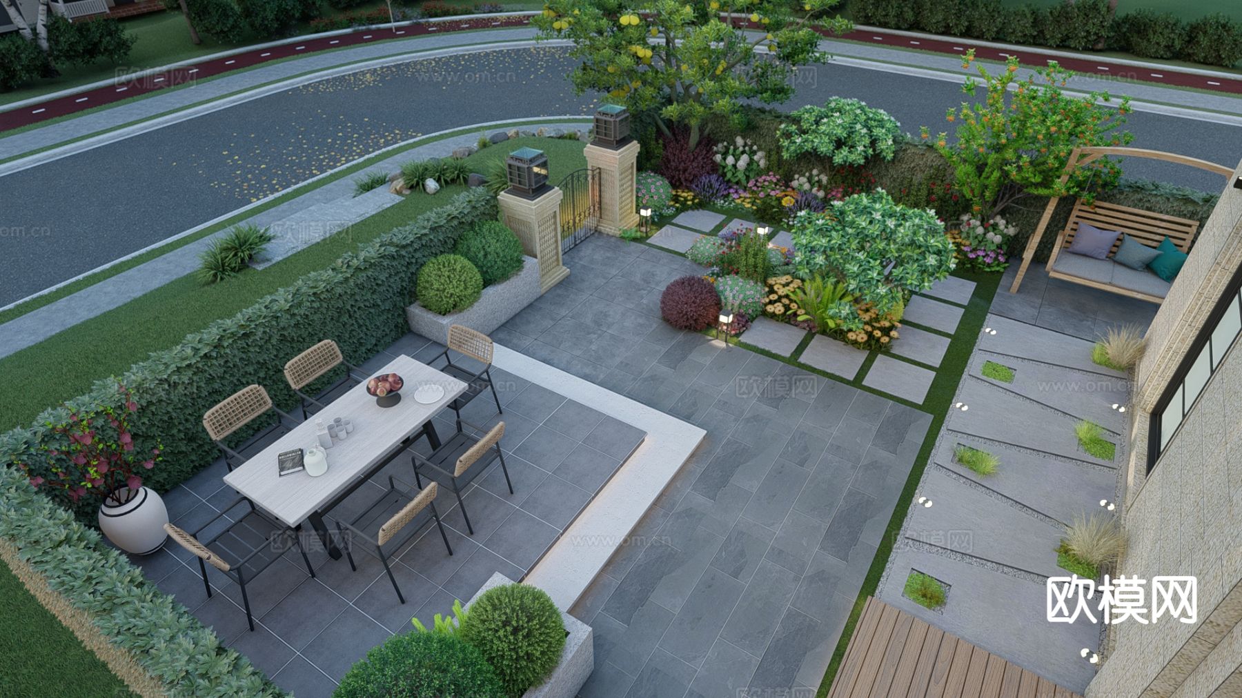 现代庭院 花园su模型下载（渲染图6）