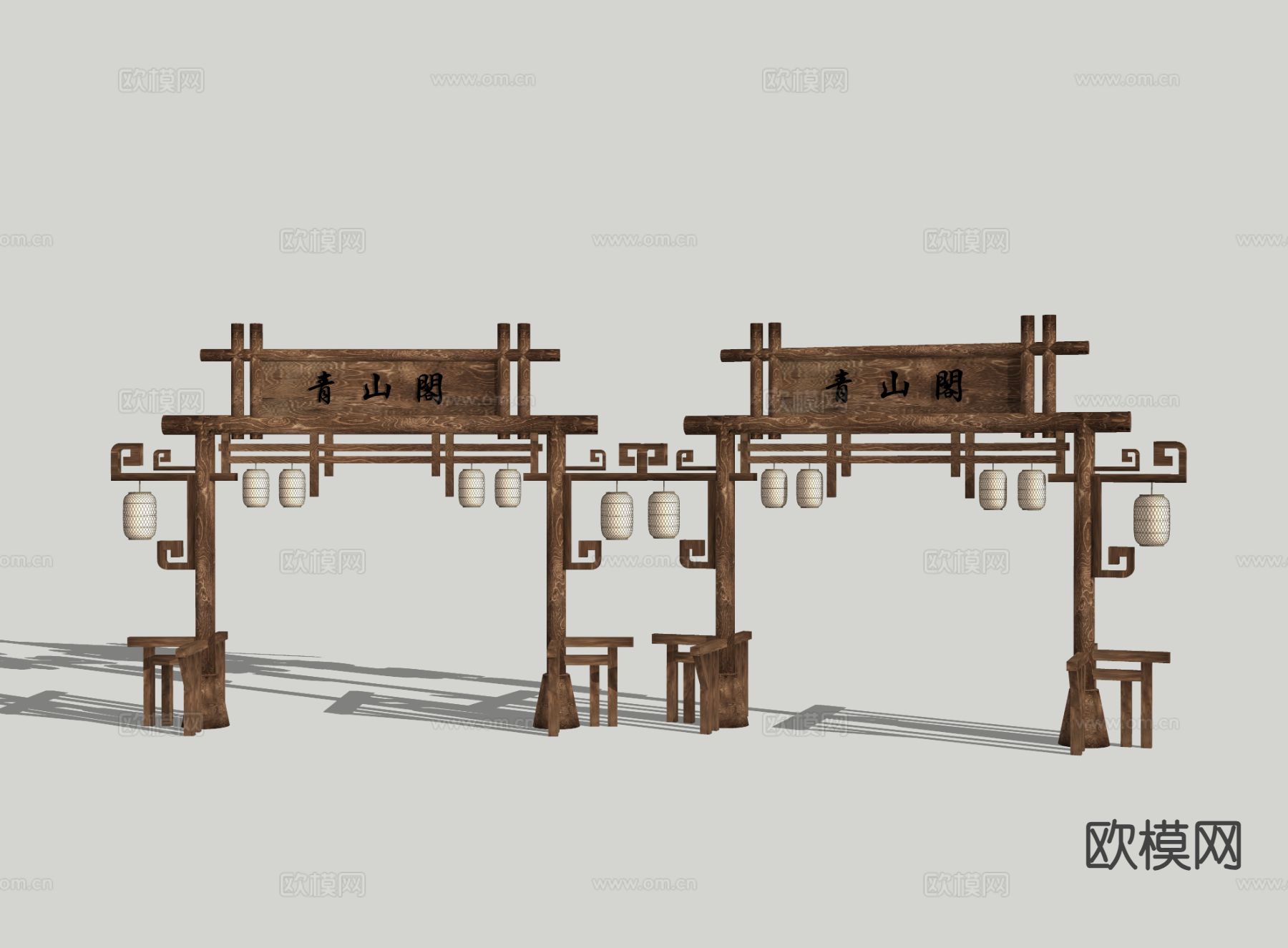 新中式古建牌坊3d模型