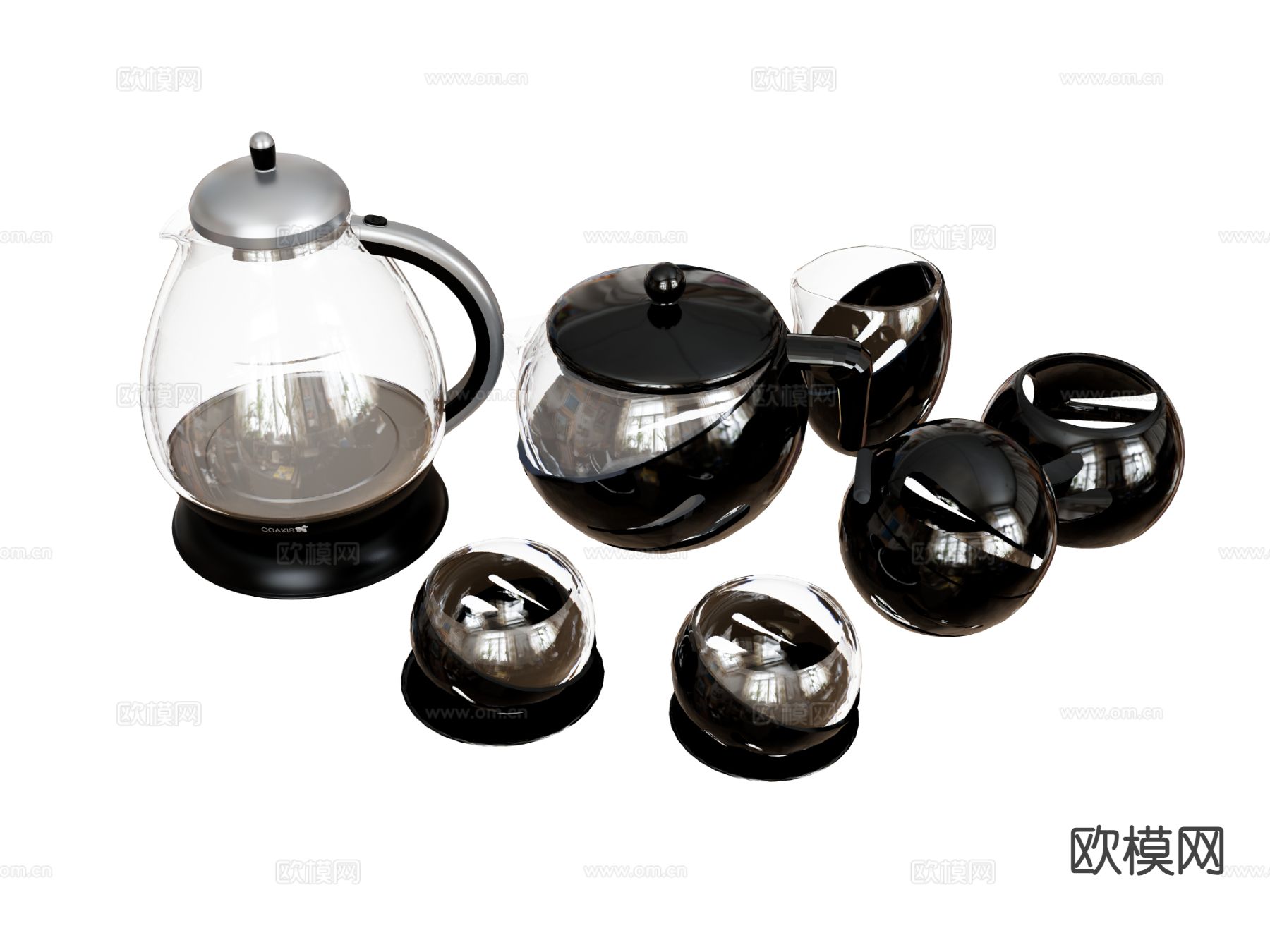 茶具 玻璃茶具su模型下载（渲染图2）
