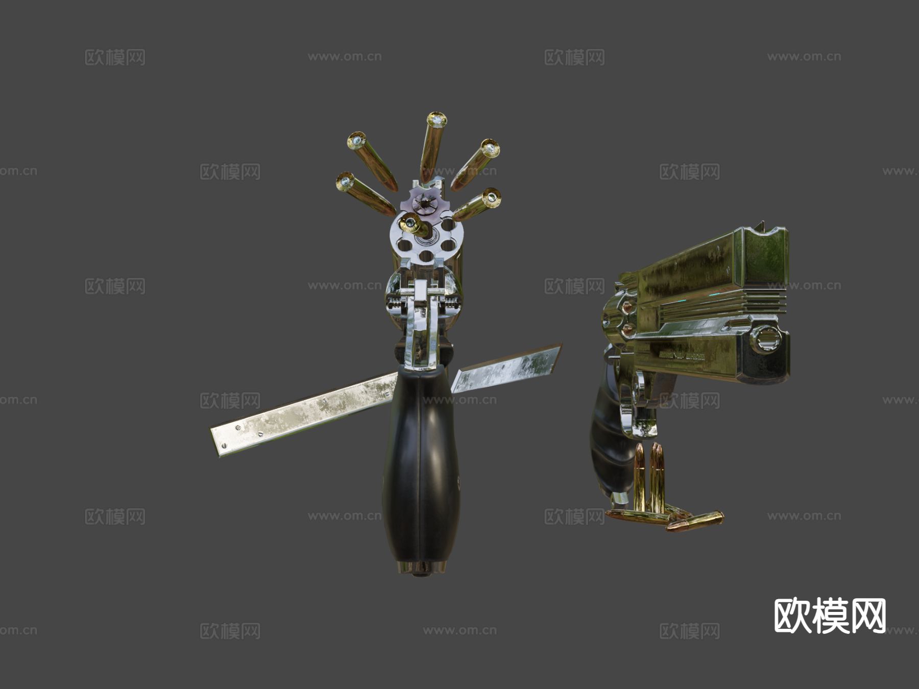 武器.长柯尔特手枪su模型下载（渲染图3）