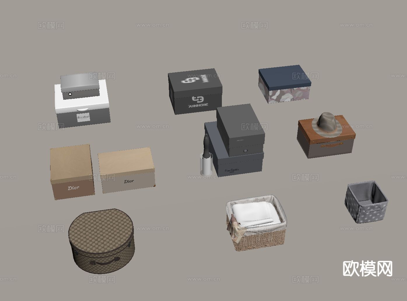 盒子 收纳盒 储物盒 鞋盒su模型下载（渲染图1）