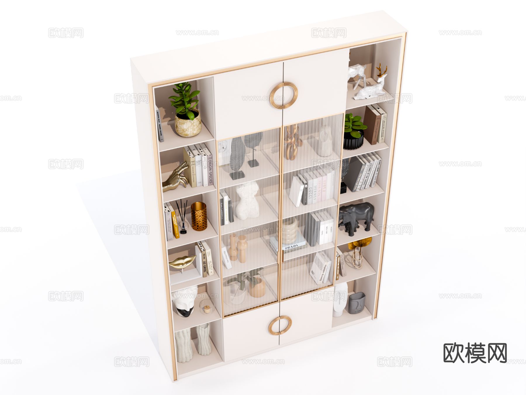 现代书柜 书架su模型下载（渲染图3）