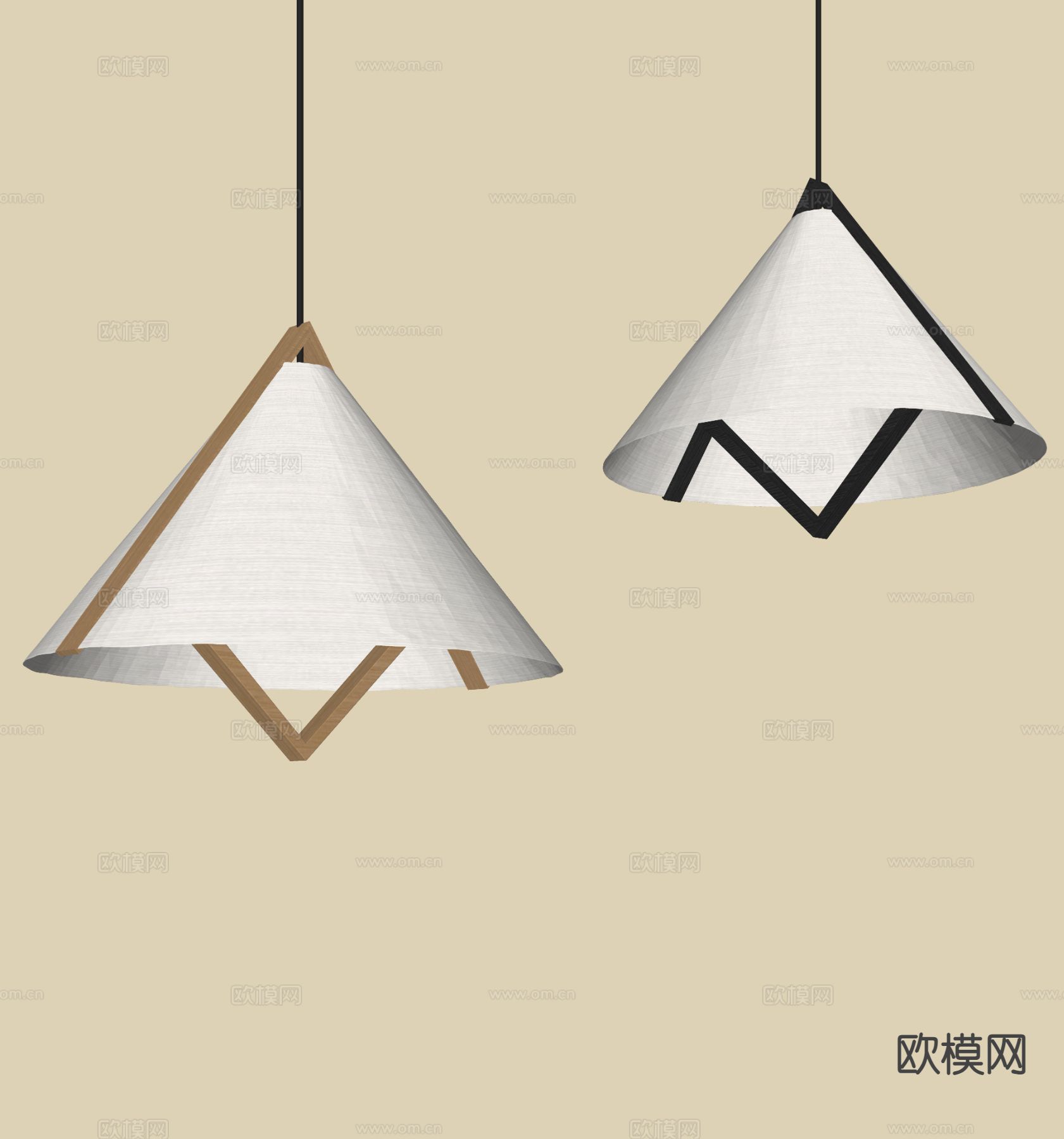 原木风吊灯su模型下载（渲染图1）