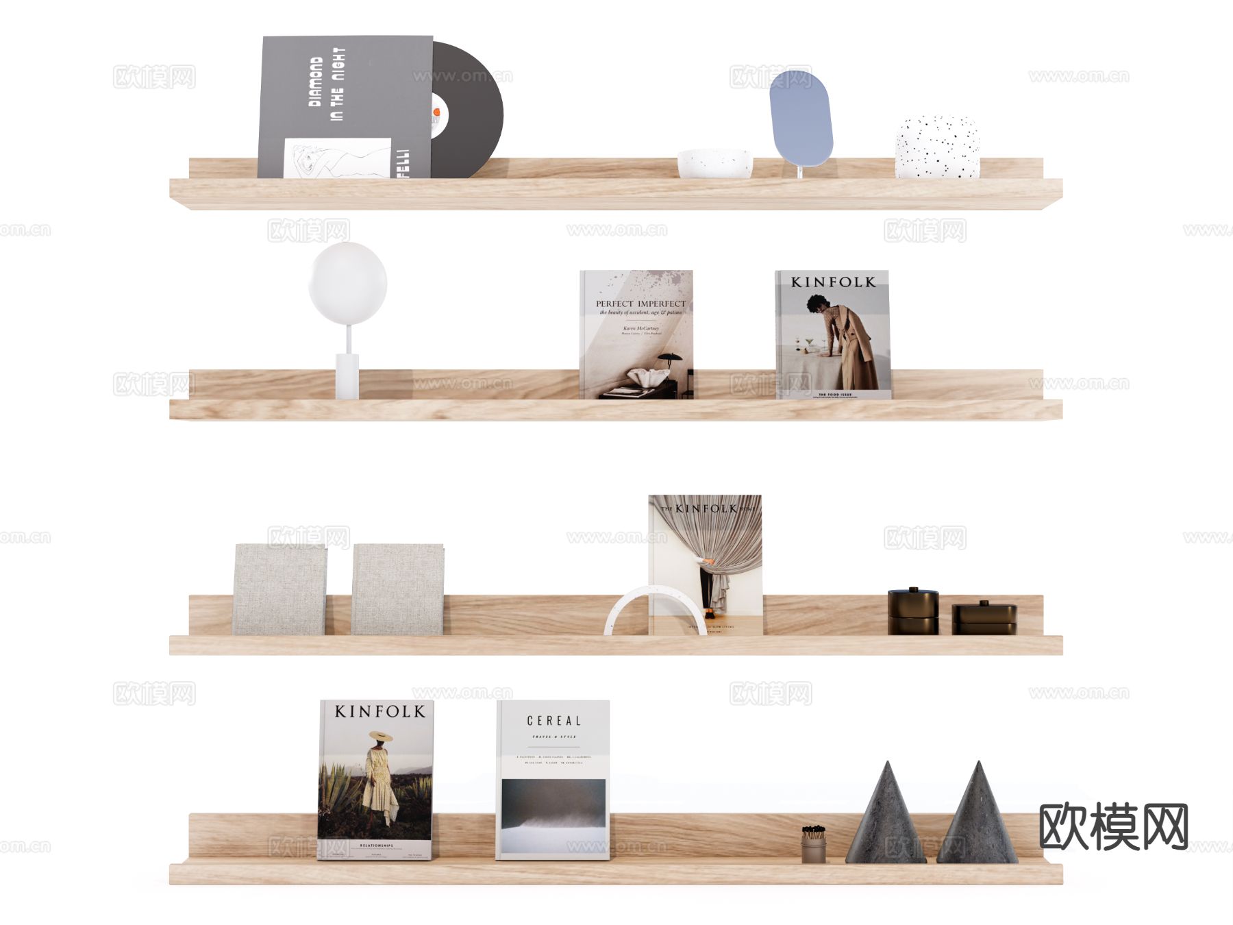 现代吊柜 壁挂书架 展示架su模型下载（渲染图4）