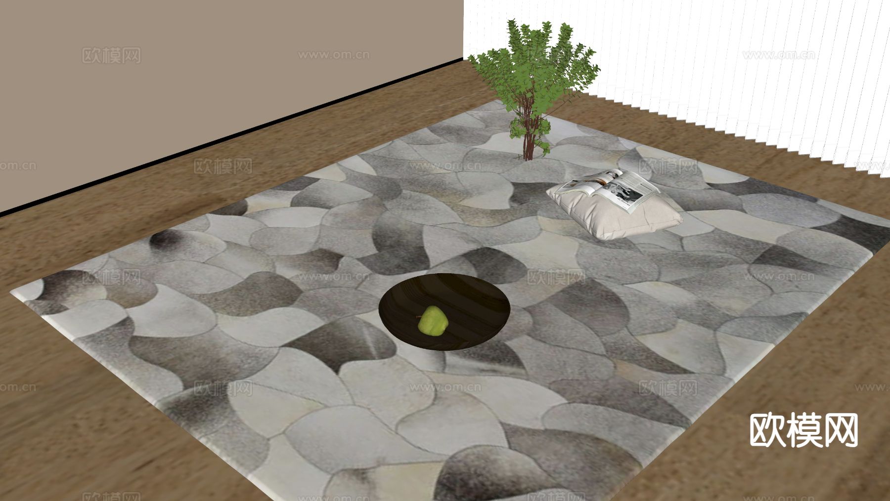 现代地毯 方毯su模型下载