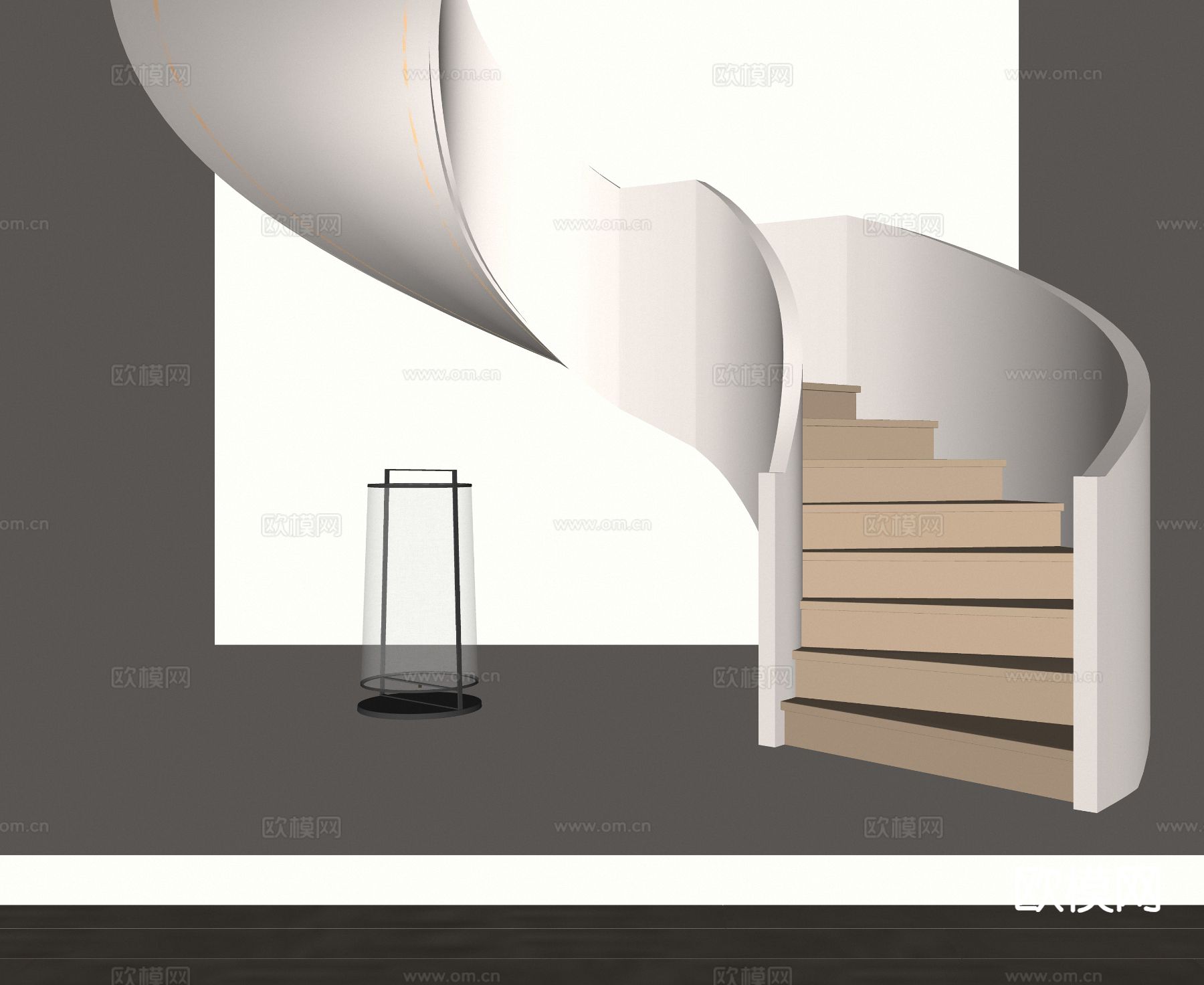 旋转楼梯su模型下载（渲染图1）