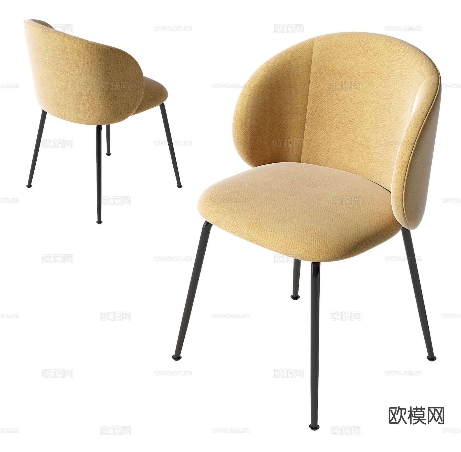 Minotti 意式椅子 餐椅su模型下载（渲染图2）