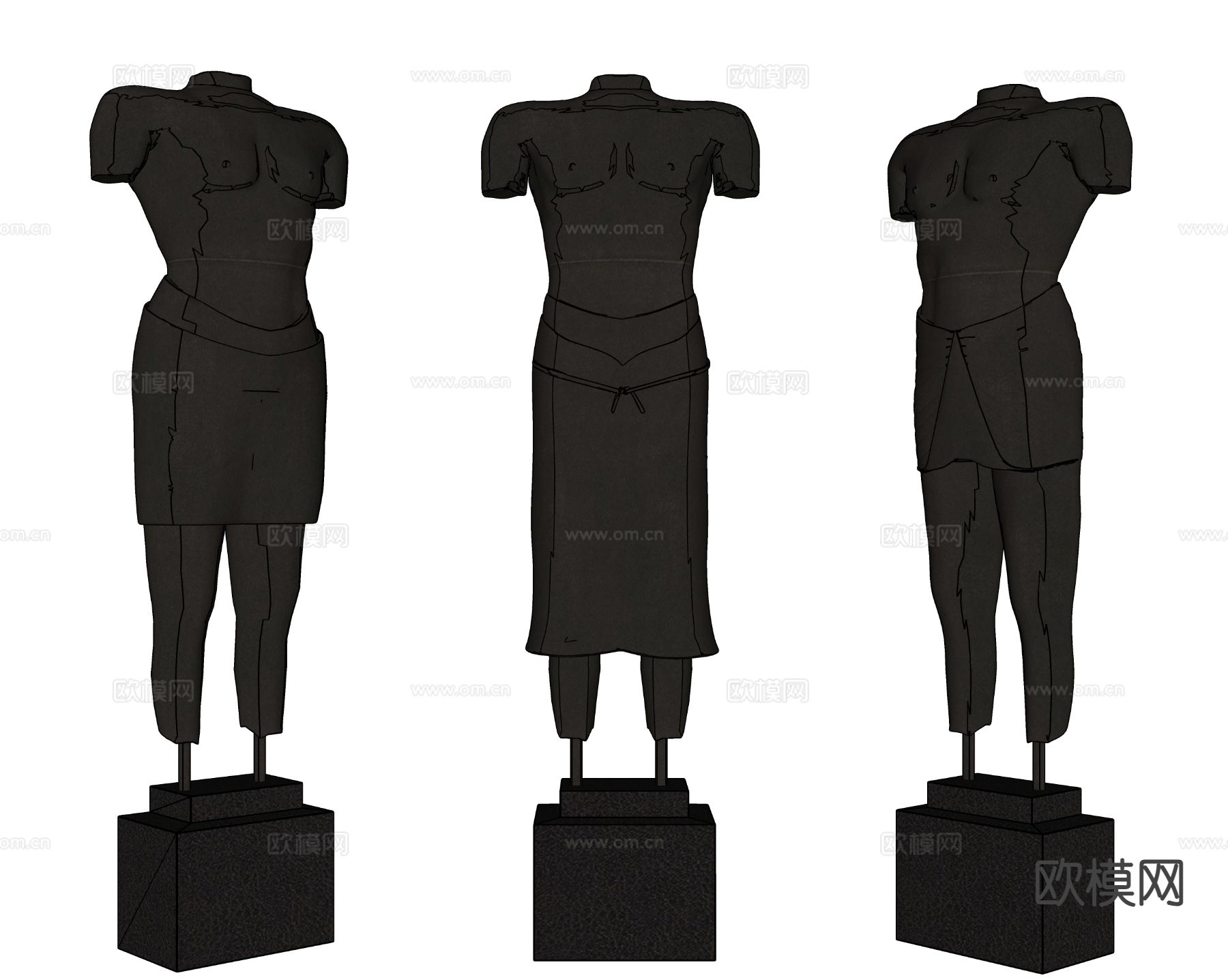 雕塑摆件su模型下载（渲染图1）