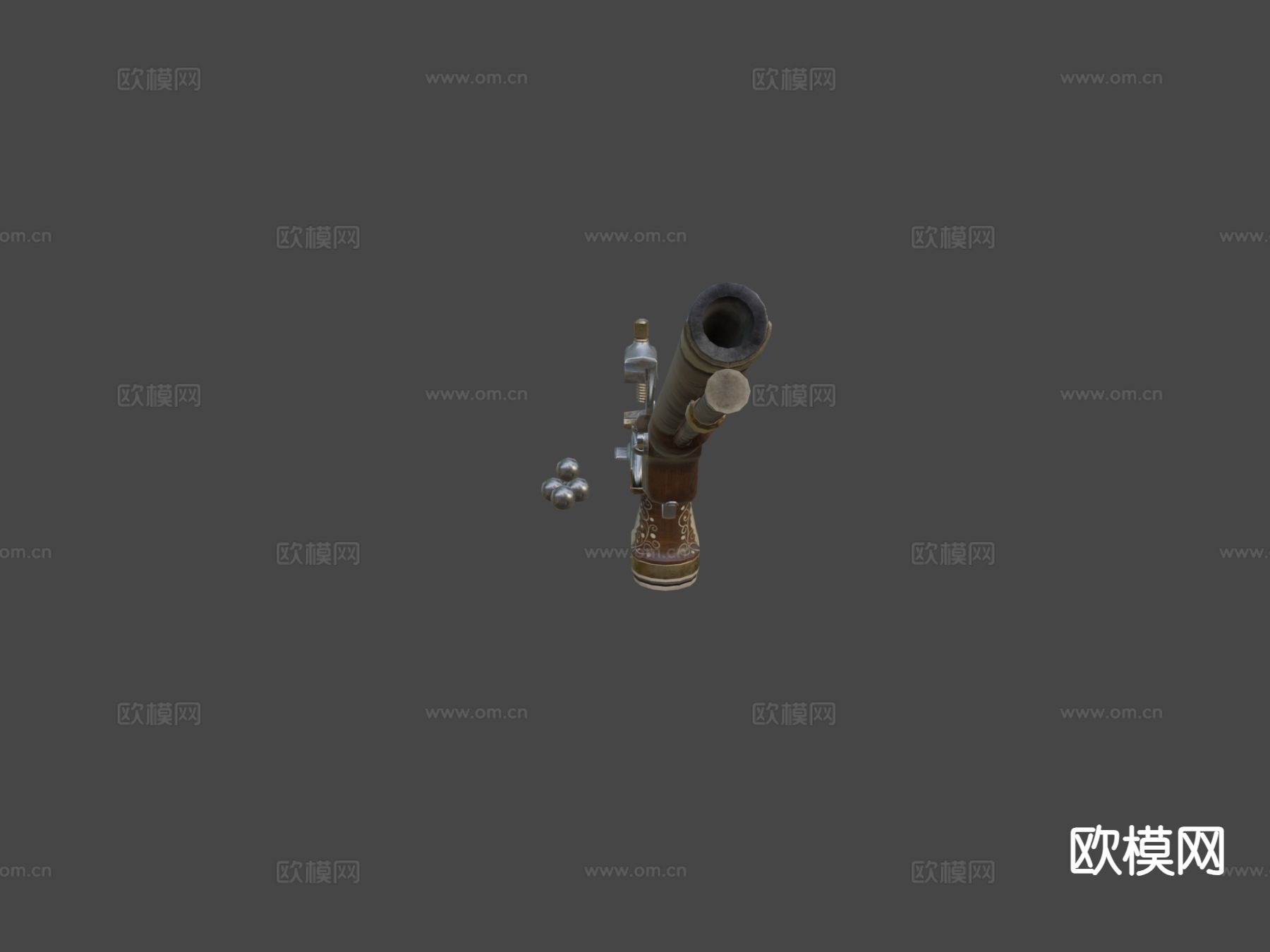 世纪燧发手枪su模型下载（渲染图6）