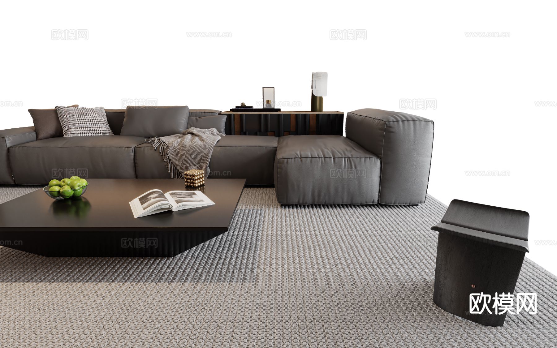 意式组合沙发 转角沙发su模型下载（渲染图2）