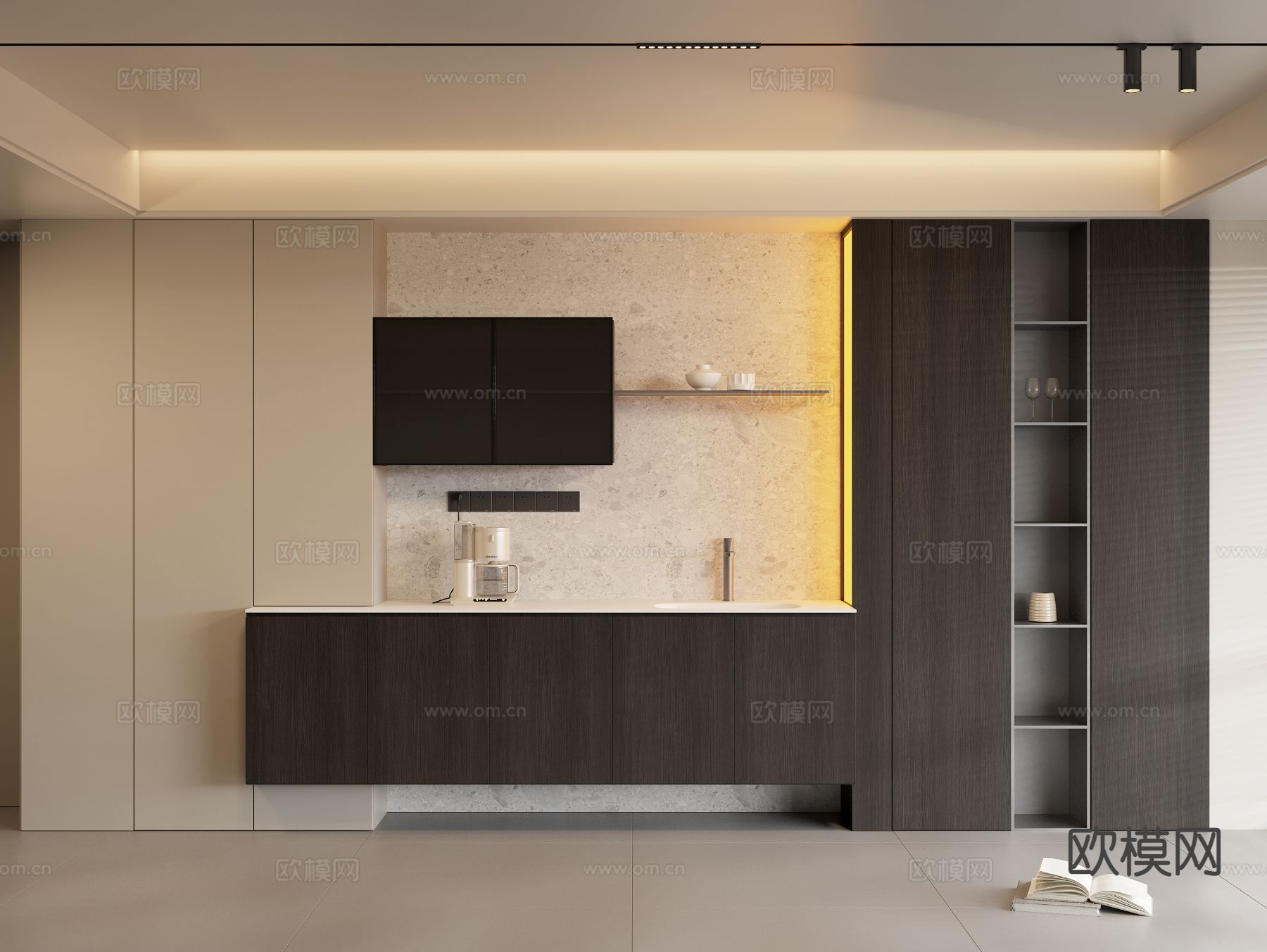 侘寂餐边柜su模型下载（渲染图2）