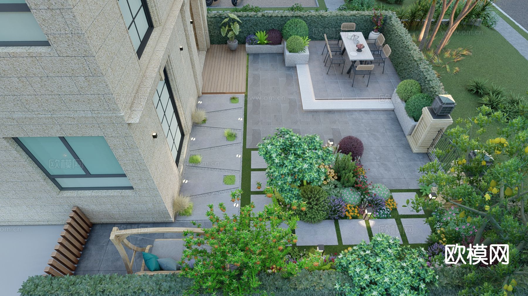 现代庭院 花园su模型下载（渲染图4）