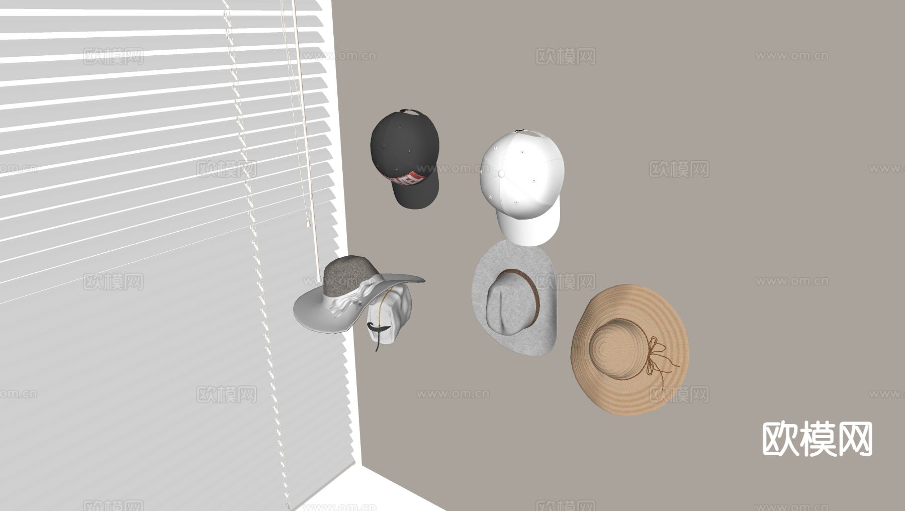 帽子 遮阳帽 礼帽 棒球帽 女士帽子su模型下载（渲染图1）