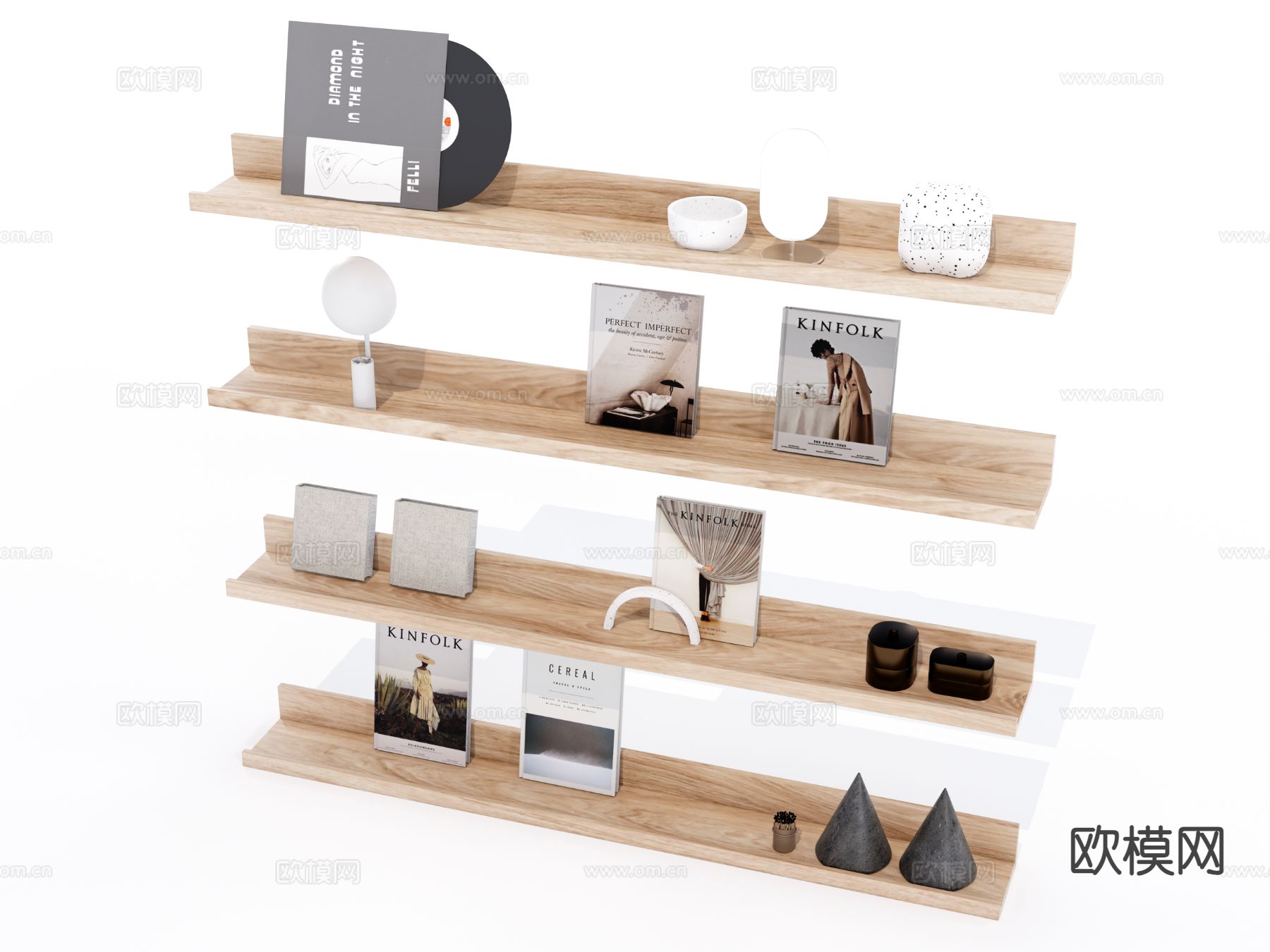 现代吊柜 壁挂书架 展示架su模型下载（渲染图2）