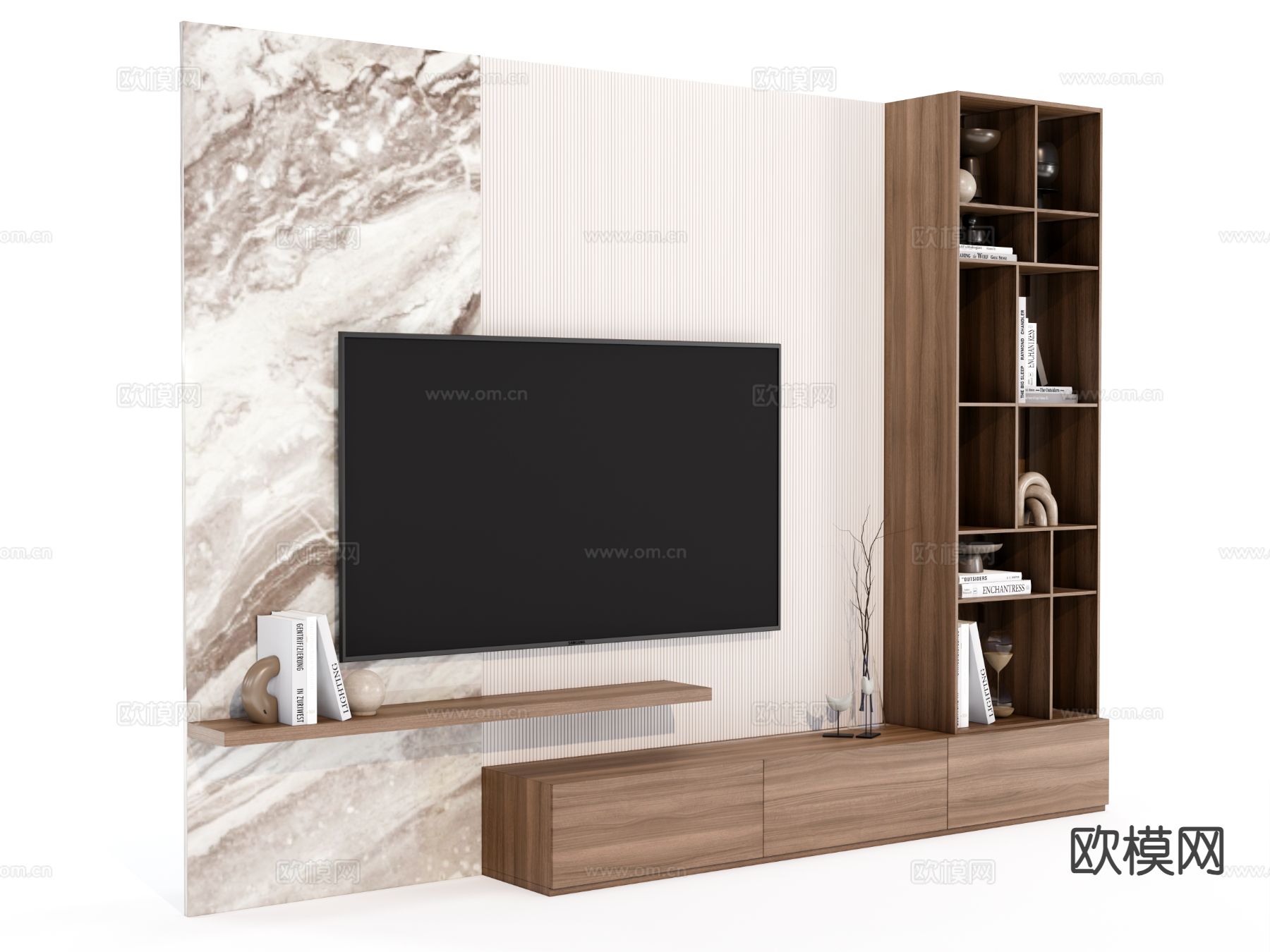 电视背景su模型下载（渲染图2）