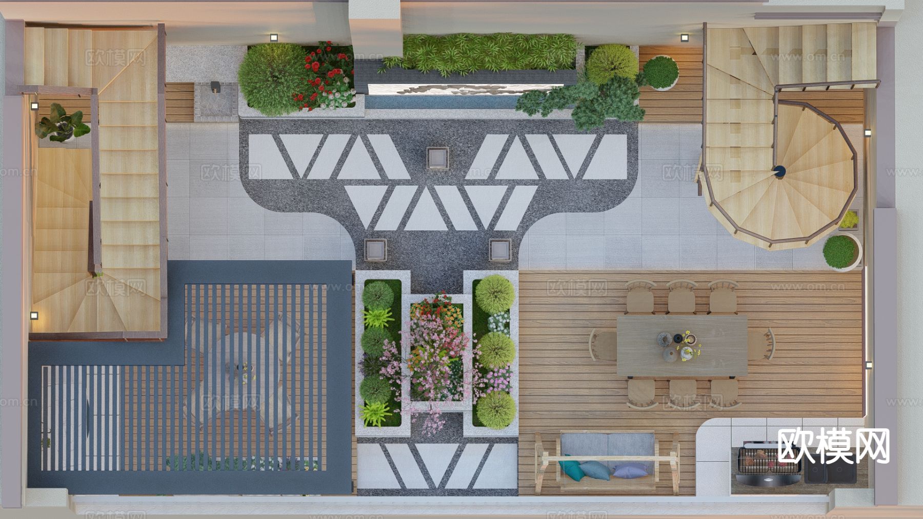 现代庭院 花园su模型下载（渲染图6）