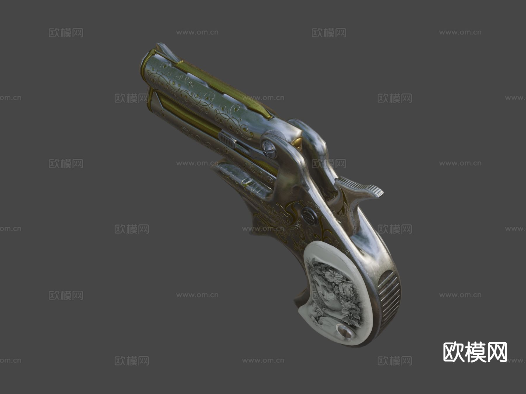 双管手枪su模型下载（渲染图4）