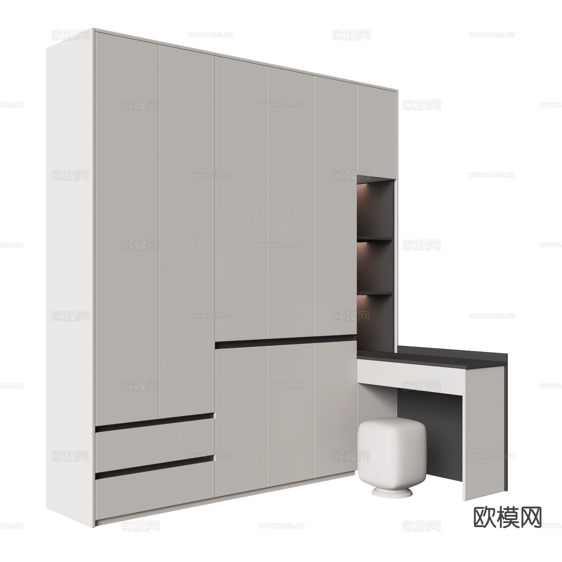 现代衣柜 梳妆台一体3d模型