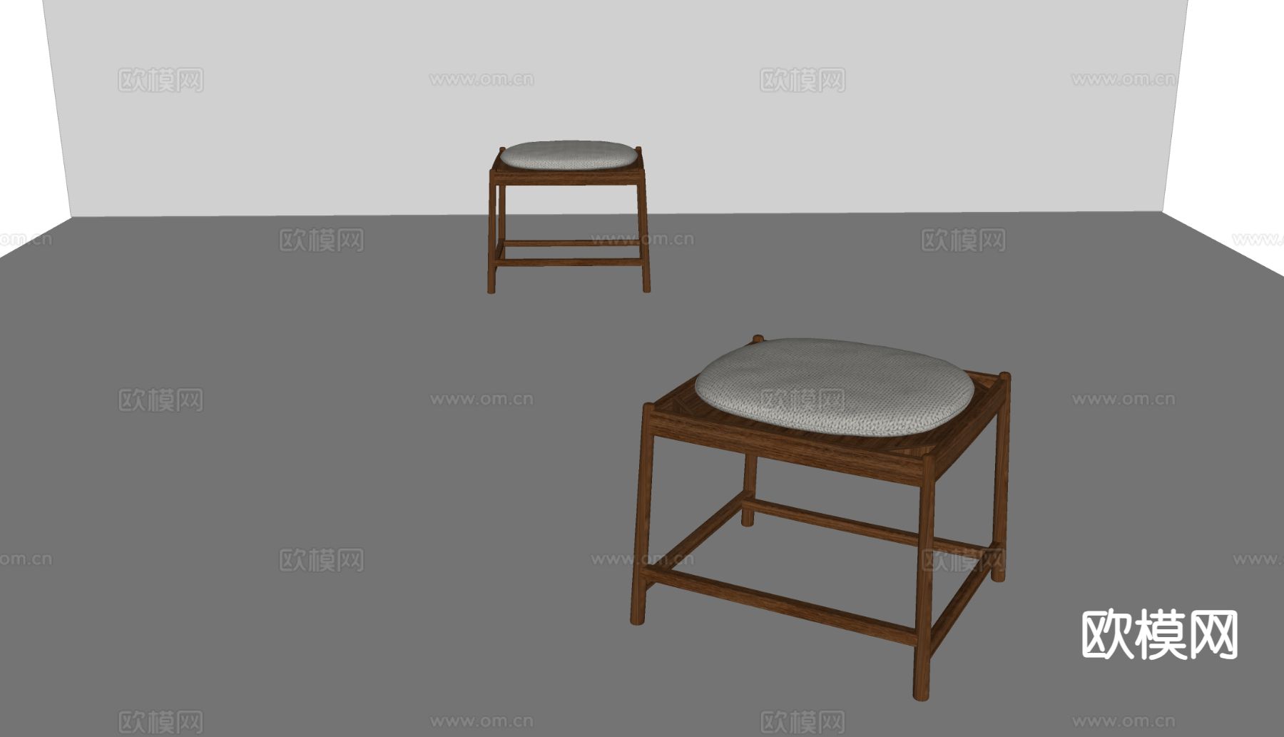 Minotti 意式凳子 矮凳 换鞋凳su模型下载（渲染图1）