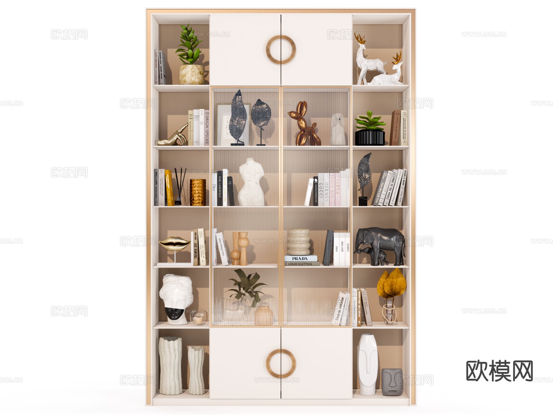 现代书柜 书架su模型下载（渲染图4）