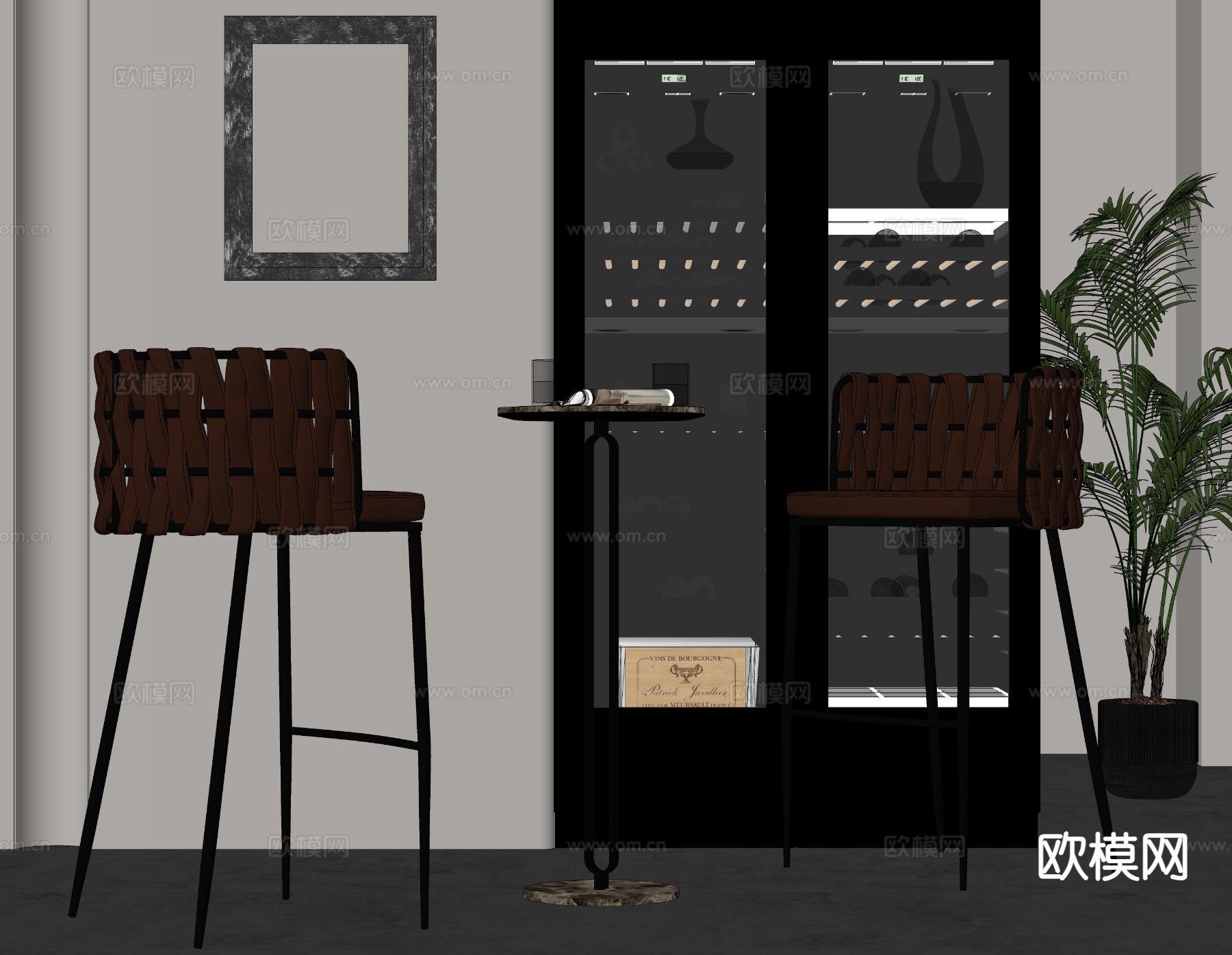 意式吧椅 吧凳 高脚凳su模型下载（渲染图1）