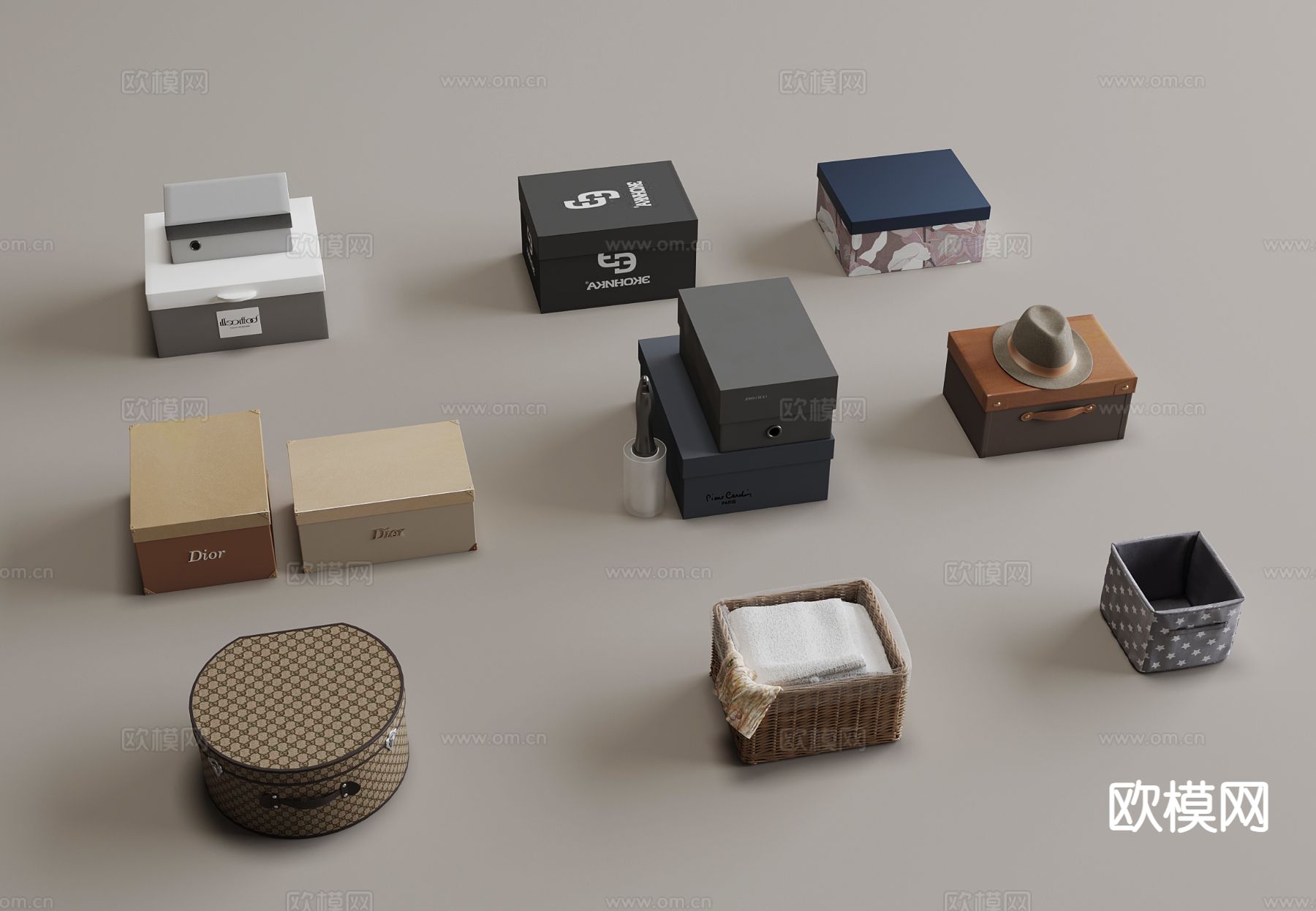 盒子 收纳盒 储物盒 鞋盒su模型下载（渲染图2）