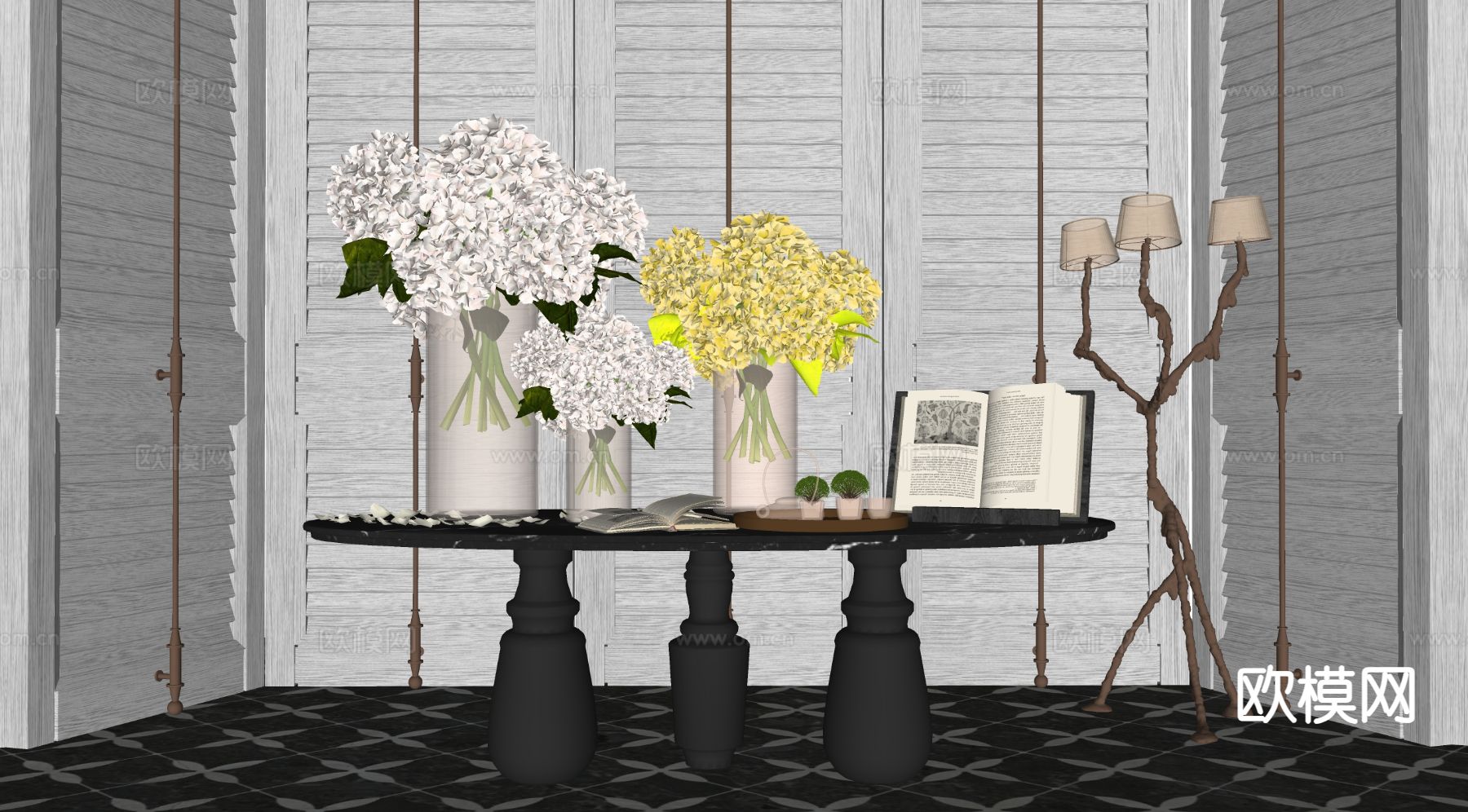 现代端景台su模型