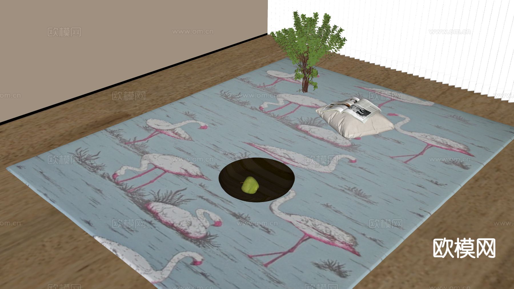 现代地毯 方毯su模型下载