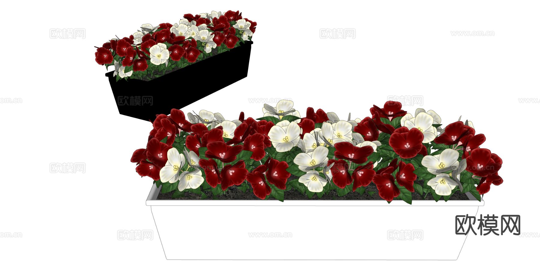 户外花箱 花槽 花钵su模型下载（渲染图1）