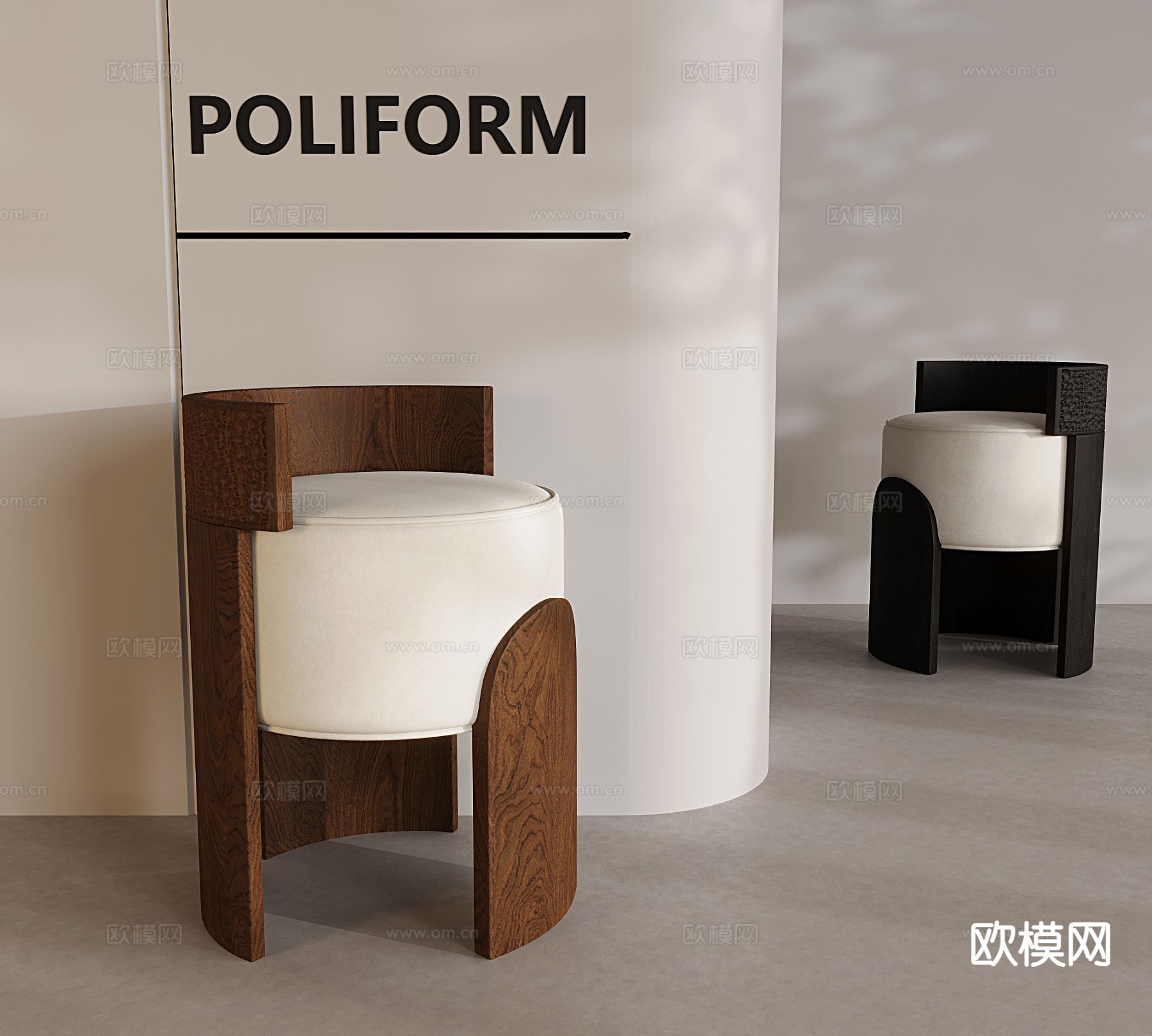 法式换鞋凳su模型下载（渲染图2）